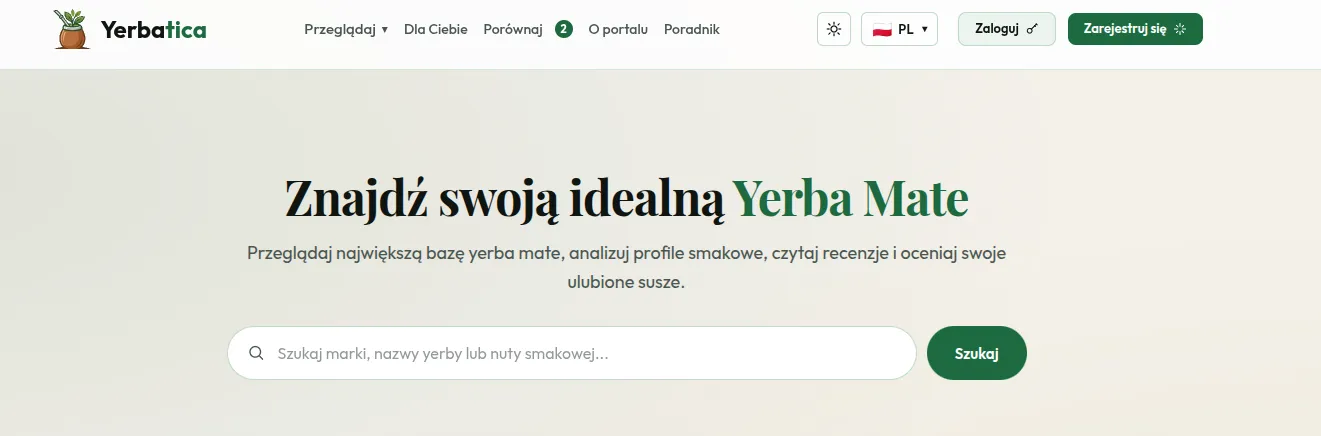 Yerbatica - Społeczność i encykopedia yerba mate - zrzut 1